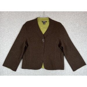 Clothes By Revue Jacket‎ Womens Large Brown Wool Single Button Blazer Cardigan